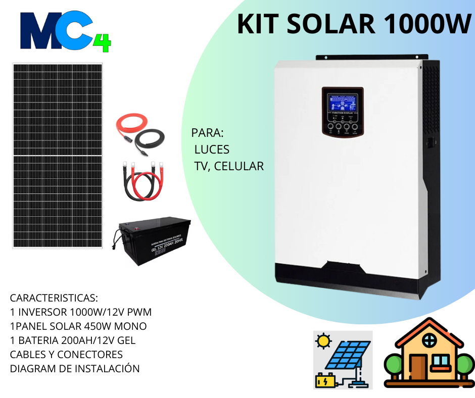 KIT SOLAR 1000W12V 1 bat 200 PAG W KIT SOLAR 1000W12V 1 bat 200 PAG W